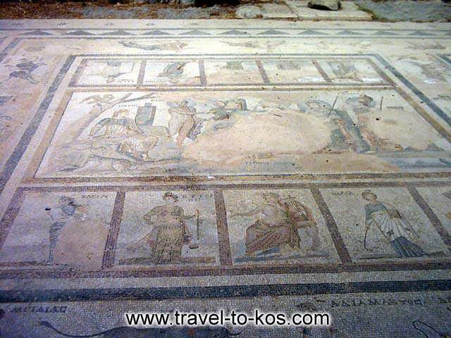 ROMAN HOUSE - Mosaic from the roman house which is at the ancient town of Kos.