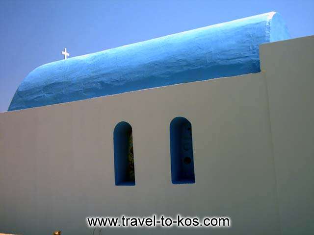 SAINT NIKOLAOS - The little church with the traditional architecture of Cyclades islands, is on the way to Kardamena. 