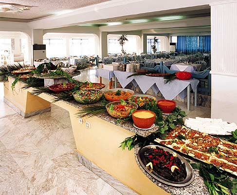 Picture of the restaurant of Achilleas hotel in Kos CLICK TO ENLARGE