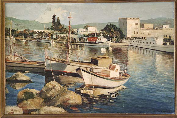 Kos harbour painting. CLICK TO ENLARGE