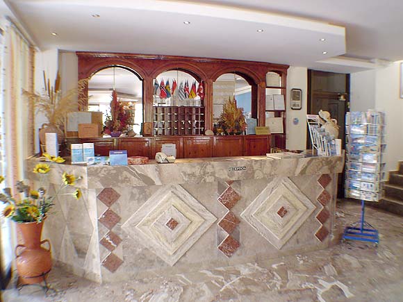 Image of reception, Galaxy Hotel - Kos Greece. CLICK TO ENLARGE