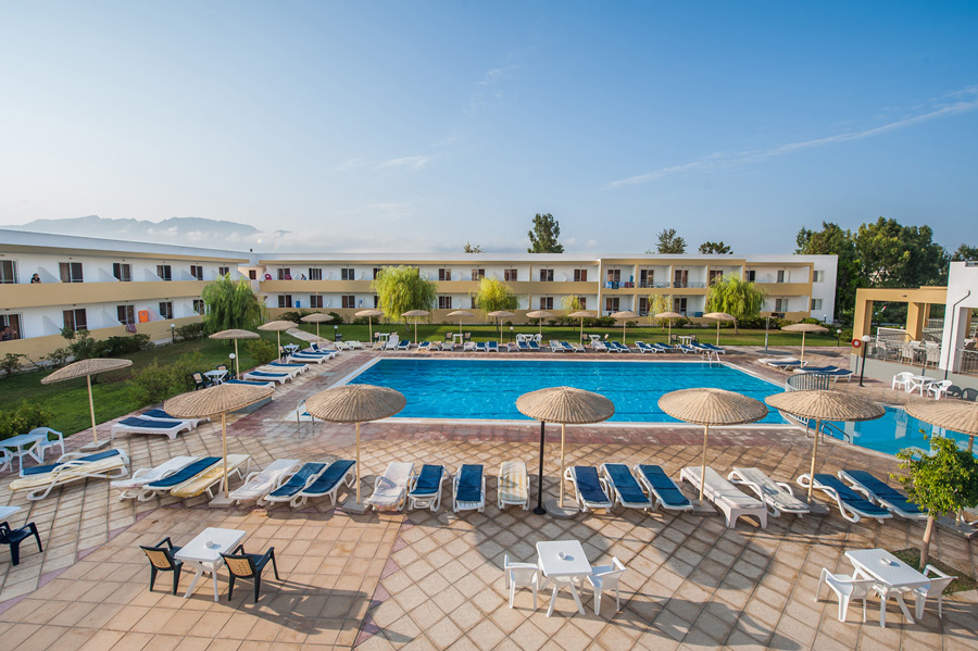 Aerial photo of Hotel Pyli Bay, Marmari village. CLICK TO ENLARGE